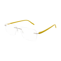 OS BD 56806 classic rimless rectangle prescription frame in yellow, three-quarter angled view