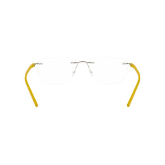 OS BD 56806 classic rimless rectangle prescription frame in yellow, rear view