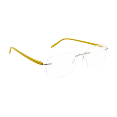 OS BD 56806 classic rimless rectangle prescription frame in yellow, angled view