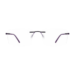 OS BD 56807 rimless rectangular eyeglasses in purple, front view