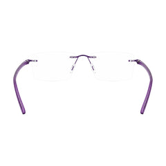 OS BD 56807 rimless rectangular eyeglasses in purple, rear view