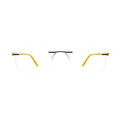 OS BD 56807 rimless rectangular eyeglasses in yellow, front view