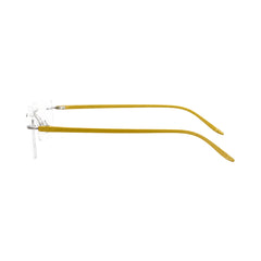 OS BD 56807 rimless rectangular eyeglasses in yellow, side profile view