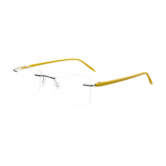 OS BD 56807 rimless rectangular eyeglasses in yellow, three-quarter angled view