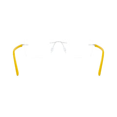 OS BD 56807 rimless rectangular eyeglasses in yellow, rear view