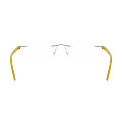 OS BD 56808 arched bridge rimless rectangular prescription eyeglasses in yellow, rear view