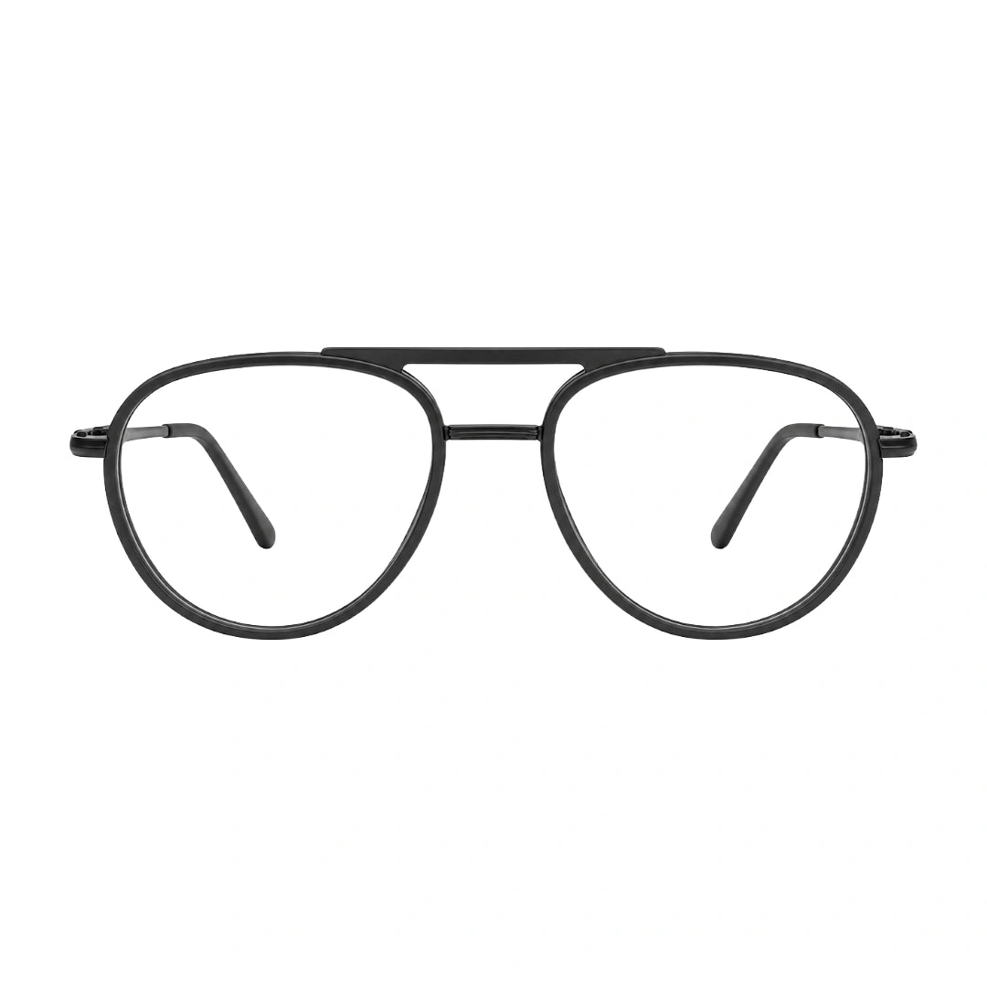 OS Brooklyn 81103 double bridge aviator prescription eyeglasses in black, front view