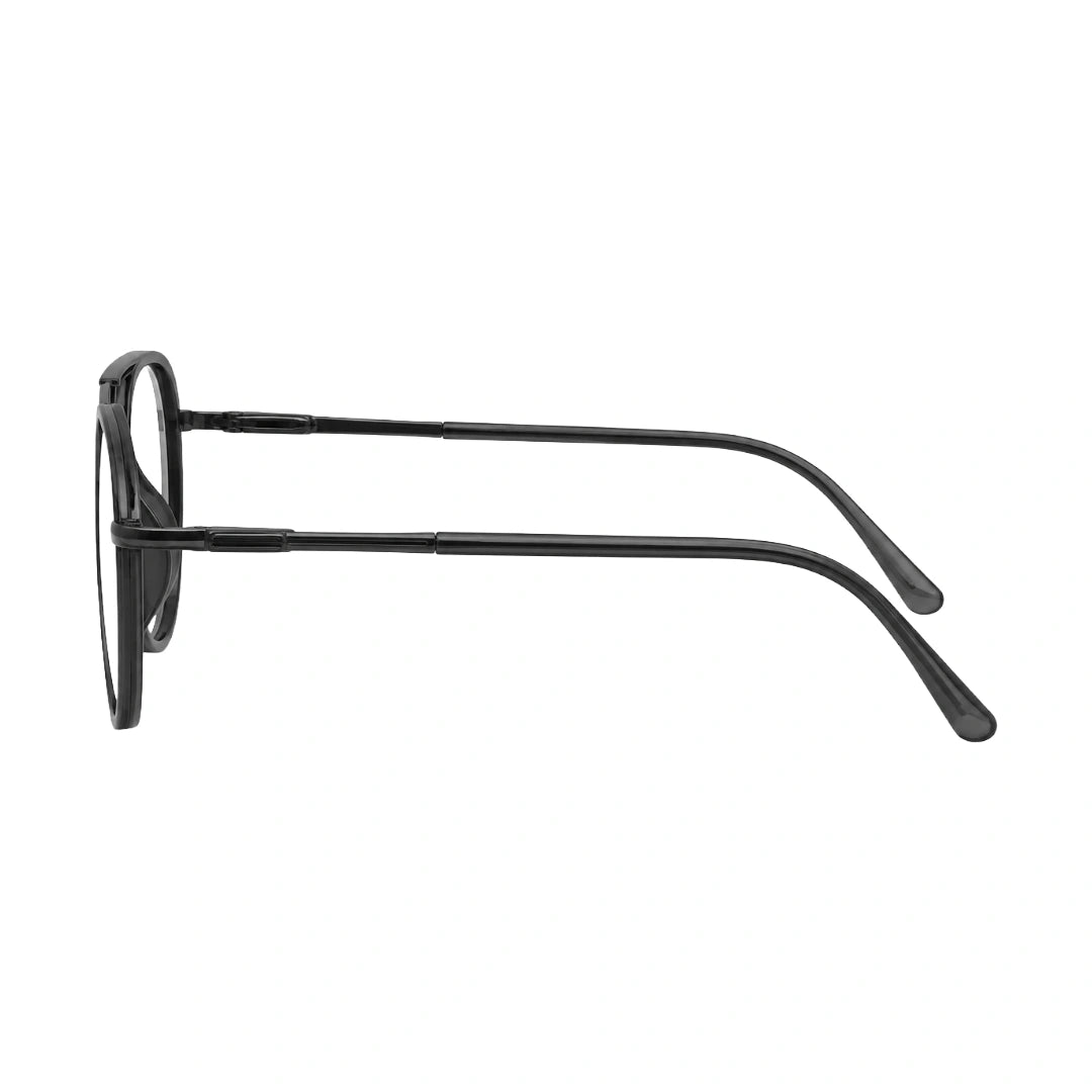 OS Brooklyn 81103 double bridge aviator prescription eyeglasses in black, side profile view