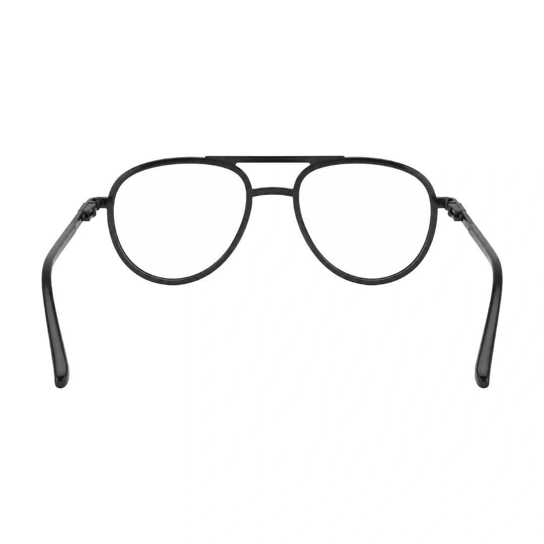 OS Brooklyn 81103 double bridge aviator prescription eyeglasses in black, rear view