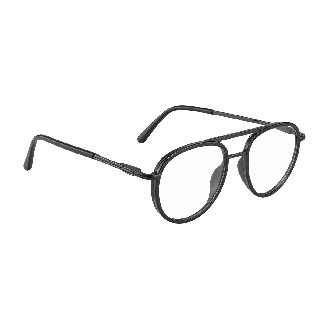 OS Brooklyn 81103 double bridge aviator prescription eyeglasses in black, angled view