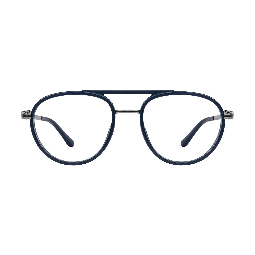 OS Brooklyn 81103 double bridge aviator prescription eyeglasses in blue, front view