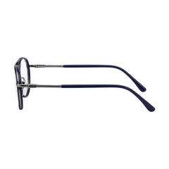OS Brooklyn 81103 double bridge aviator prescription eyeglasses in blue, side profile view