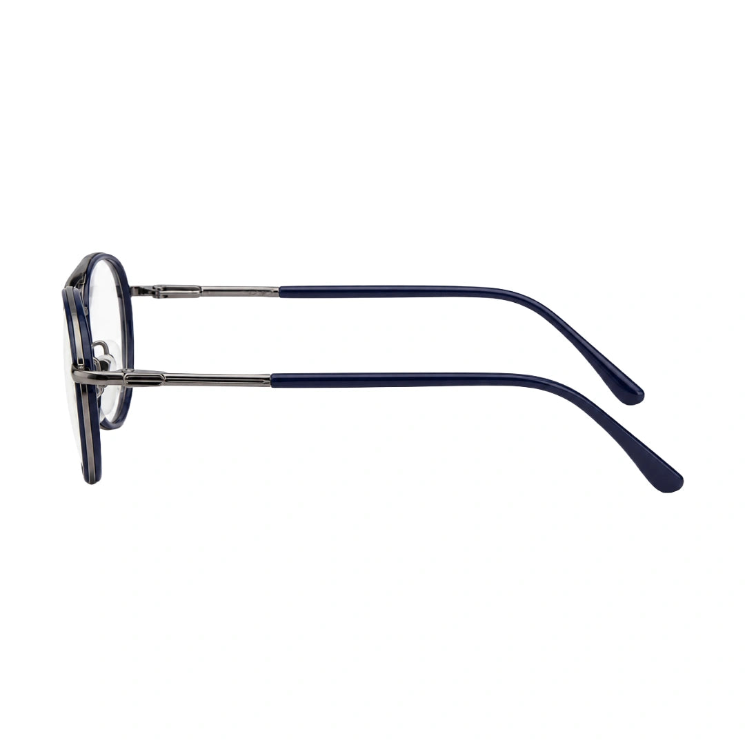 OS Brooklyn 81103 double bridge aviator prescription eyeglasses in blue, side profile view