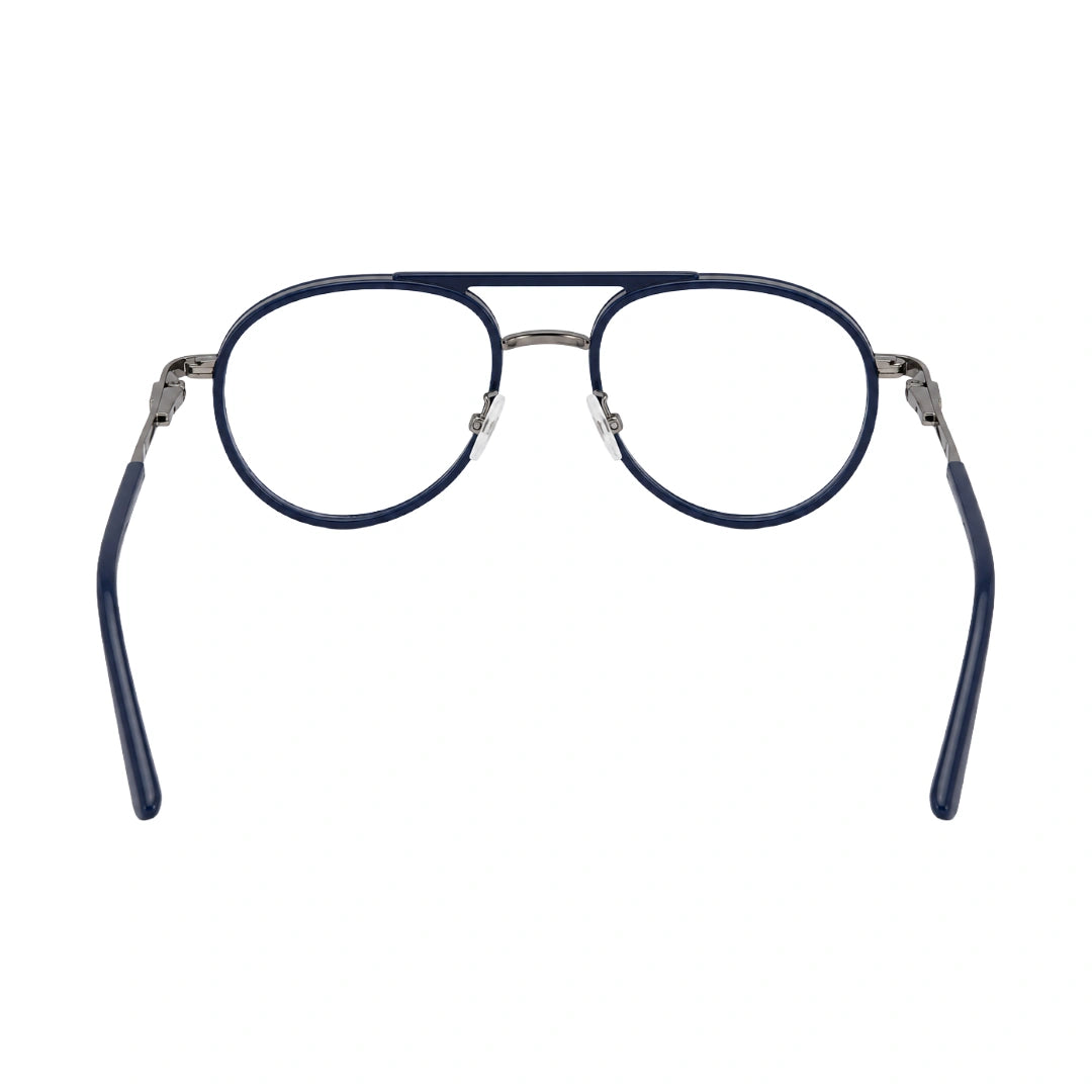 OS Brooklyn 81103 double bridge aviator prescription eyeglasses in blue, rear view