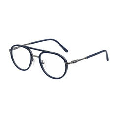 OS Brooklyn 81103 double bridge aviator prescription eyeglasses in blue, angled view