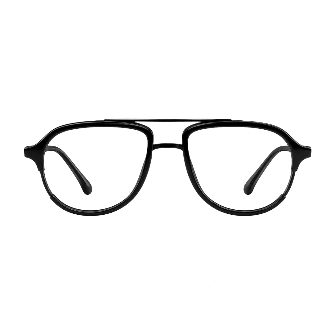 OS Brooklyn 81104 urban double bridge prescription eyeglasses in glossy black, front view