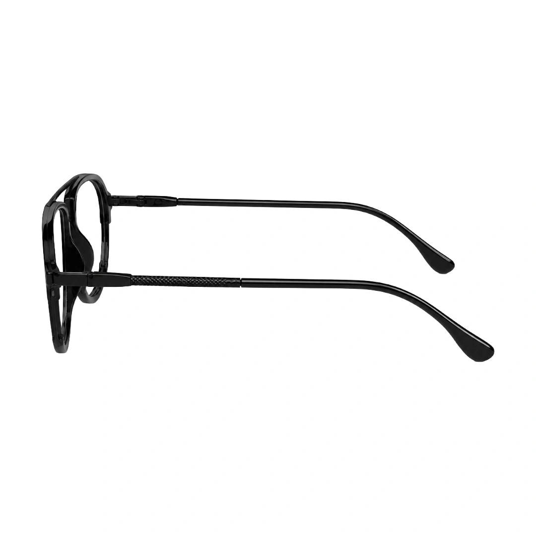 OS Brooklyn 81104 urban double bridge prescription eyeglasses in glossy black, side profile view