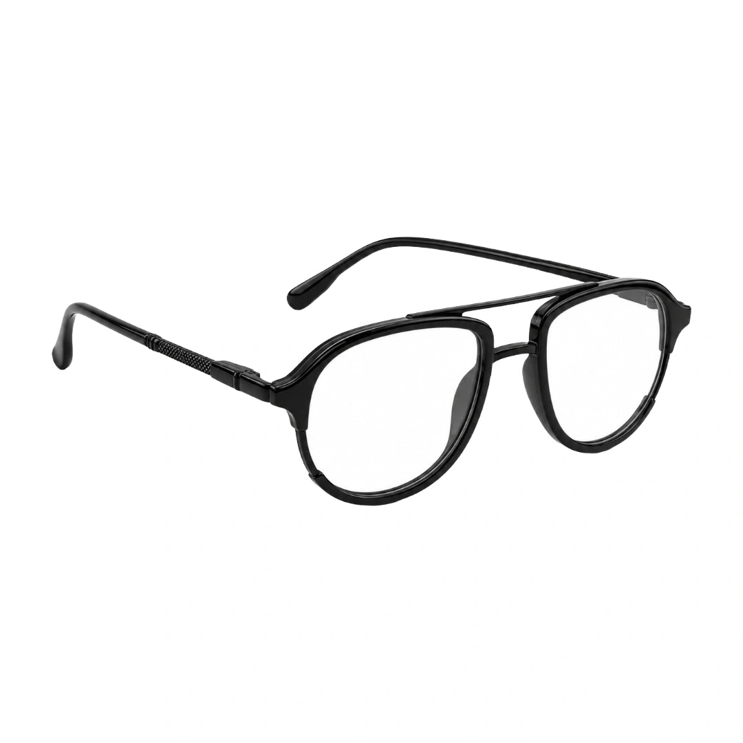 OS Brooklyn 81104 urban double bridge prescription eyeglasses in glossy black, rear view