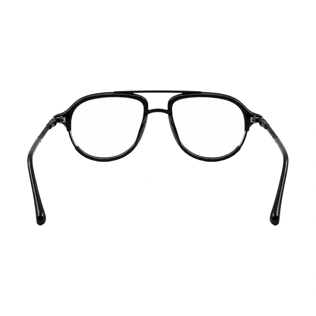 OS Brooklyn 81104 urban double bridge prescription eyeglasses in glossy black, angled view