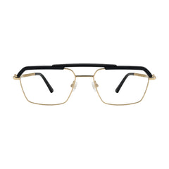 OS Brooklyn 81105 premium square prescription frame in black and gold, front view