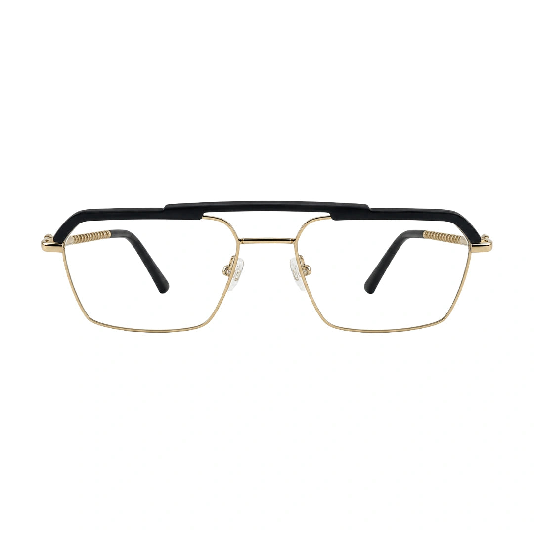 OS Brooklyn 81105 premium square prescription frame in black and gold, front view