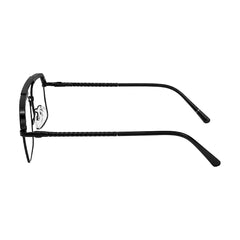OS Brooklyn 81105 premium square prescription frame in glossy black, side profile view