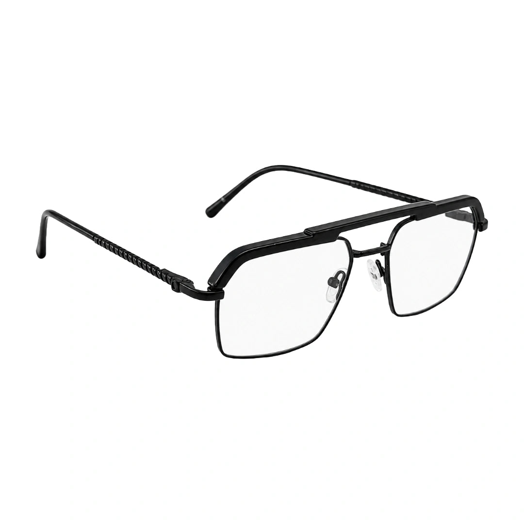 OS Brooklyn 81105 premium square prescription frame in glossy black, angled view