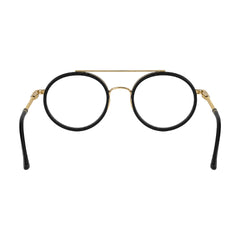 OS Brooklyn 81106 classic round brow bar prescription eyeglasses in black and gold, rear view