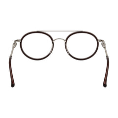 OS Brooklyn 81106 classic round brow bar prescription eyeglasses in brown and silver, rear view
