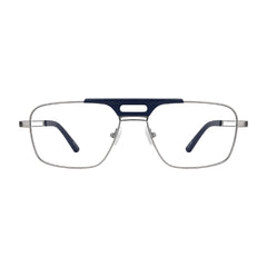 OS Brooklyn 81107 navigator brow bar prescription eyeglasses in blue and gunmetal, front view