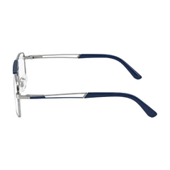 OS Brooklyn 81107 navigator brow bar prescription eyeglasses in blue and gunmetal, side profile view