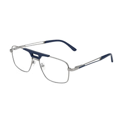 OS Brooklyn 81107 navigator brow bar prescription eyeglasses in blue and gunmetal, three-quarter angled view