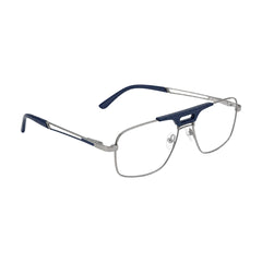 OS Brooklyn 81107 navigator brow bar prescription eyeglasses in blue and gunmetal, angled view