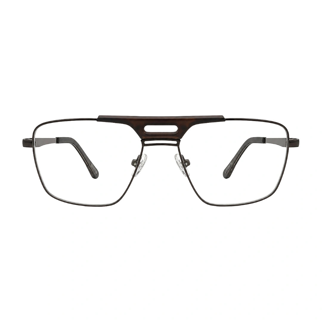 OS Brooklyn 81107 navigator brow bar prescription eyeglasses in brown, front view