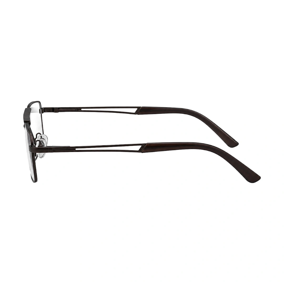 OS Brooklyn 81107 navigator brow bar prescription eyeglasses in brown, side profile view