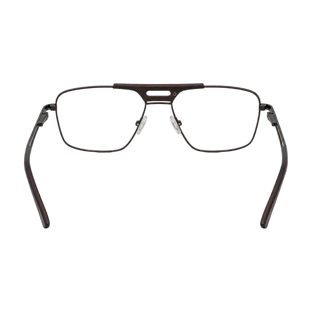 OS Brooklyn 81107 navigator brow bar prescription eyeglasses in brown, rear view