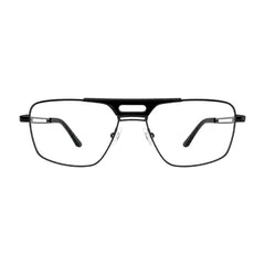OS Brooklyn 81107 navigator brow bar prescription eyeglasses in gunmetal and black, front view