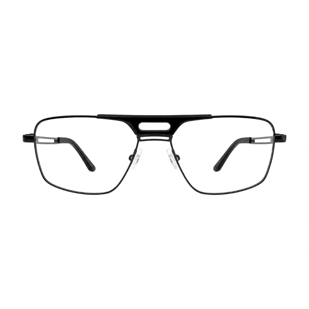 OS Brooklyn 81107 navigator brow bar prescription eyeglasses in gunmetal and black, front view
