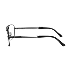OS Brooklyn 81107 navigator brow bar prescription eyeglasses in gunmetal and black, side profile view