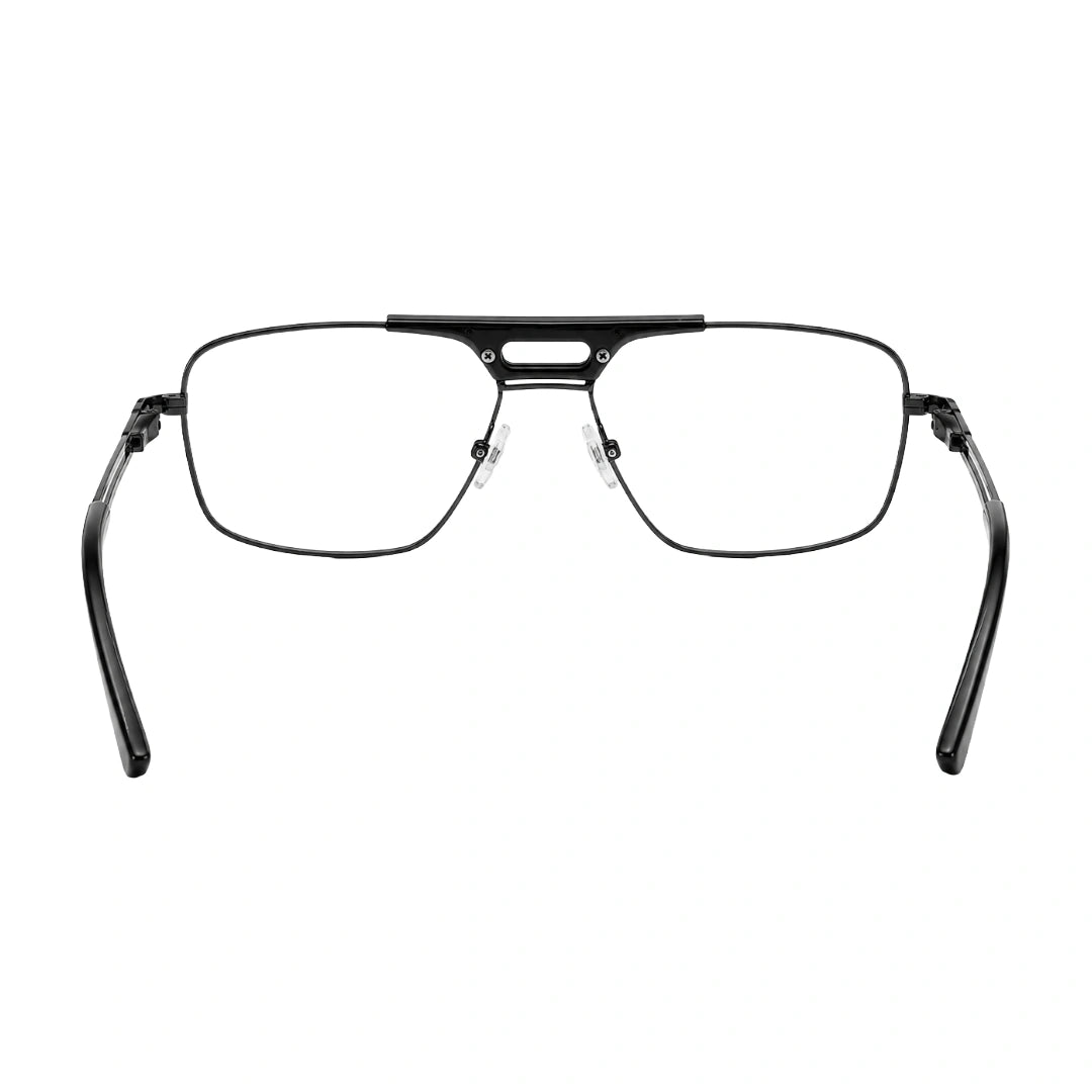 OS Brooklyn 81107 navigator brow bar prescription eyeglasses in gunmetal and black, rear view