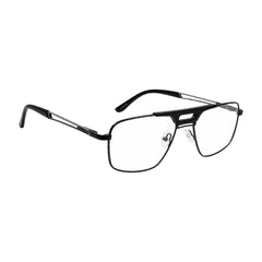 OS Brooklyn 81107 navigator brow bar prescription eyeglasses in gunmetal and black, angled view