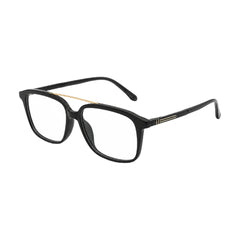 OS Brooklyn 81110 navigator rectangle prescription eyeglasses in black and gold, three-quarter angled view