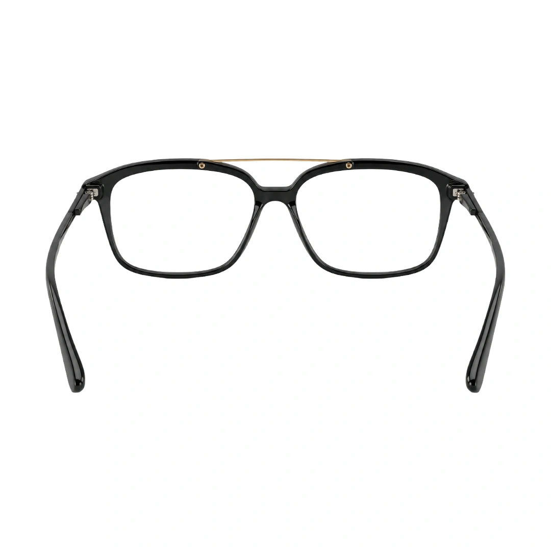 OS Brooklyn 81110 navigator rectangle prescription eyeglasses in black and gold, rear view
