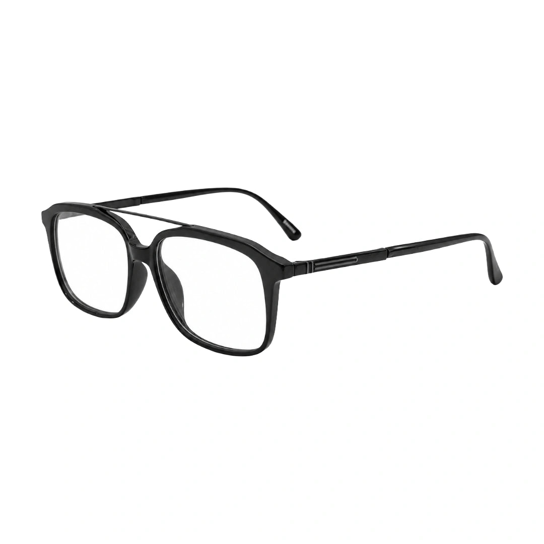 OS Brooklyn 81110 navigator rectangle prescription eyeglasses in black, three-quarter angled view