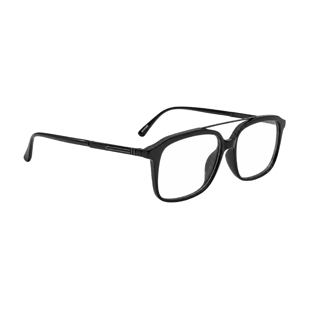 OS Brooklyn 81110 navigator rectangle prescription eyeglasses in black, angled view