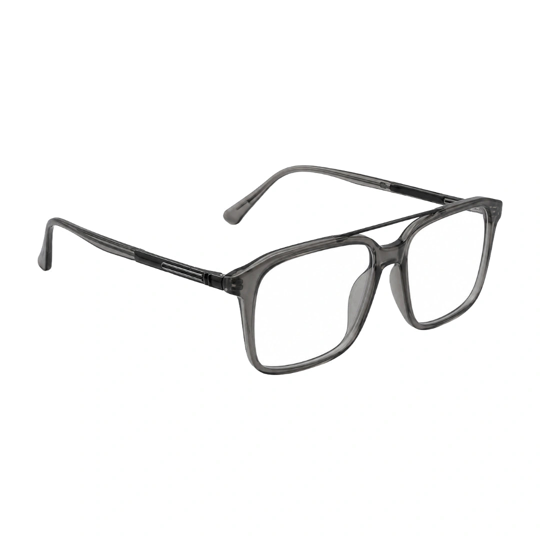 OS Brooklyn 81110 navigator rectangle prescription eyeglasses in grey, angled view