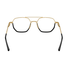 College Fashion 66101 geometric square double bridge prescription eyeglasses in black and gold, rear view