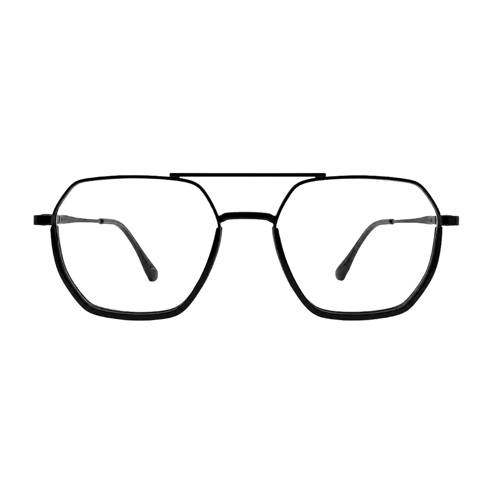 College Fashion 66101 | Geometric Square Double Bridge Prescription Eyeglasses