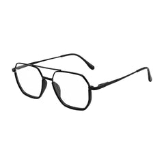 College Fashion 66101 geometric square double bridge prescription eyeglasses in black, three-quarter angled view