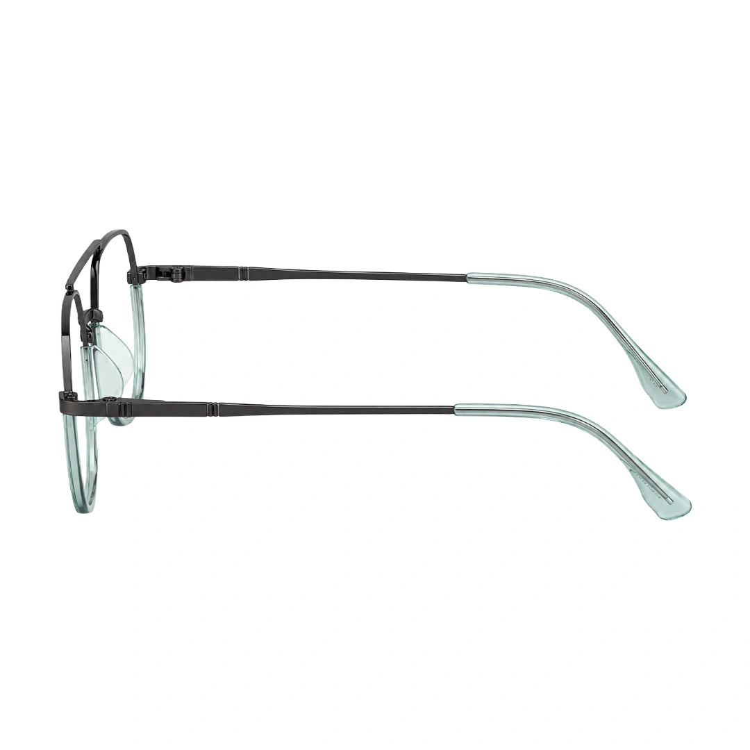 College Fashion 66101 geometric square double bridge prescription eyeglasses in blue, side profile view